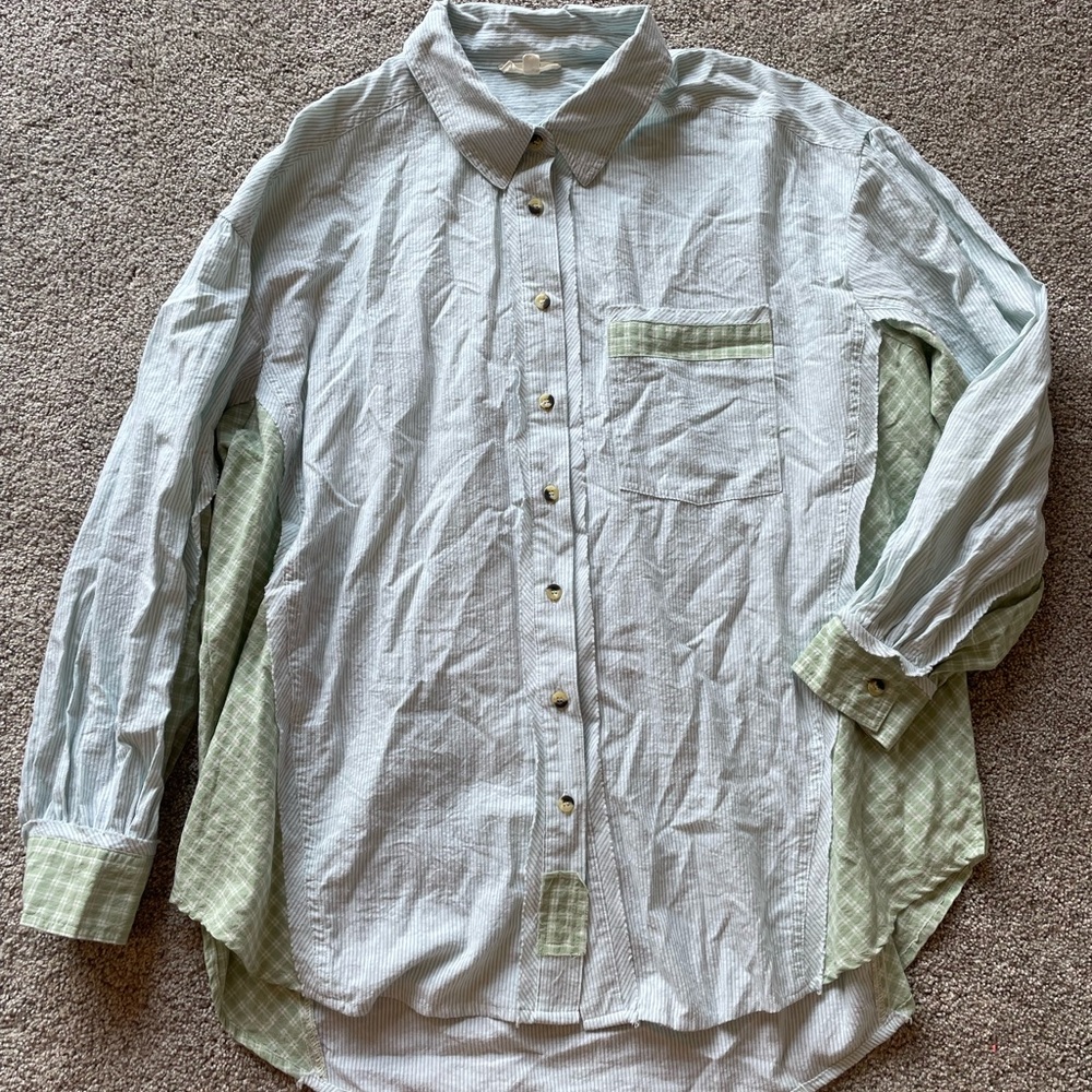 Easel Green Casual Button Down Shirt